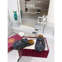 Tory Burch T Monogram Tory Charm Mule Flats Black