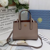 Tory Burch Walker Satchel Calfskin Gray