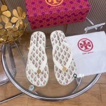 Tory Burch Women Flip Flop Floral Pattern White