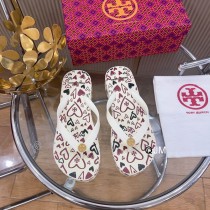 Tory Burch Women Flip Flop Heart Pattern White