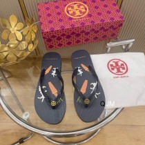 Tory Burch Women Flip Flop Rabbit Pattern Black