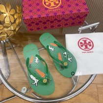 Tory Burch Women Flip Flop Rabbit Pattern Green