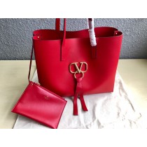 Valentino Garavani E/w Vring Grainy Calfskin Tote Bag Red