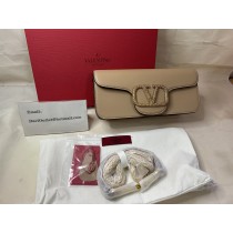 Valentino Garavani Locò Shoulder Bag Crystal Embellished Powder