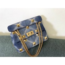 Valentino Garavani Medium Roman Stud Chain Shoulder Bag Denim