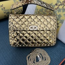 Valentino Garavani Nappa Medium Rockstud Spike Shoulder Bag Gold