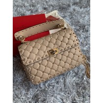 Valentino Garavani Nappa Medium Rockstud Spike Shoulder Bag Sand