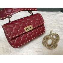 Valentino Garavani Nappa Rockstud Spike Bag Red