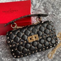 Valentino Garavani Nappa Small Rockstud Spike Shoulder Bag Black