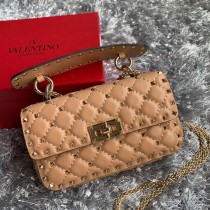 Valentino Garavani Nappa Small Rockstud Spike Shoulder Bag Carmel