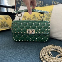 Valentino Garavani Nappa Small Rockstud Spike Shoulder Bag Green