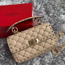 Valentino Garavani Nappa Small Rockstud Spike Shoulder Bag Sand