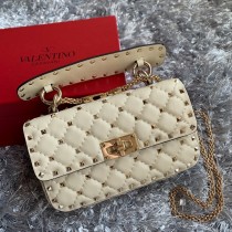 Valentino Garavani Nappa Small Rockstud Spike Shoulder Bag White