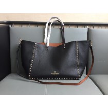 Valentino Garavani Rockstud Reversible Tote Bag Brown Black