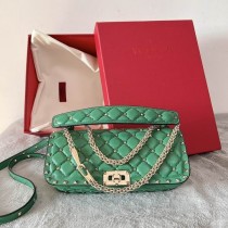 Valentino Garavani Rockstud Spike Calfskin Shoulder Bag Green