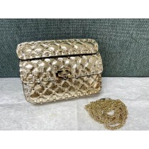 Valentino Garavani Rockstud Spike Metallic Calfskin Shoulder Bag Gold