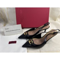 Valentino Garavani Vlogo Calfskin Slingback Pumps 60mm Black