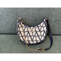 Valentino Garavani Vlogo Signature V Logo Mini Calfskin Hobo Bag Blue