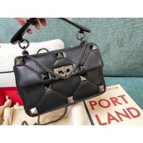 Valentino Garavani Roman Stud Bag Black Silver Chain