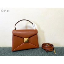 Valentino Small One Stud Handbag Nappa Leather Lambskin Brown