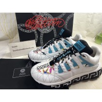 Versace Trigreca Low Top Unisex Sneakers Leather And Fabric Multicolor