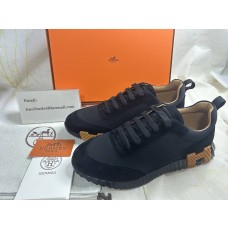 Hermes Black Suede and Neoprene Bouncing Sneakers