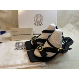  Versace Gianni Ribbon 6cm Satin Sandals | Black