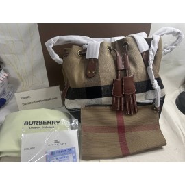 Burberry Heston Check Bucket Bag - Brown Bucket Bags 