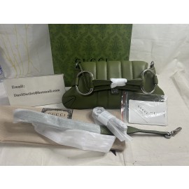 Gucci 28cm Horsebit Chain Small Shoulder Bag In Green