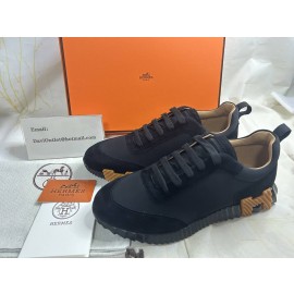 Hermes Black Suede and Neoprene Bouncing Sneakers
