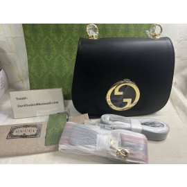 Gucci Blondie Medium Top Handle Bag Black Leather