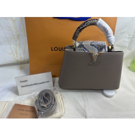 Louis Vuitton Capucines Bag Taurillion Leather and Python Galet Gray