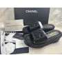 CHANEL Lambskin Quilted CC Mules Wedge Sandals