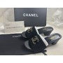 Chanel Navy Blue Quilted Leather CC Chain Slide Sandals 