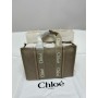 Chloe Woody Medium Tote Bag Cement Pink