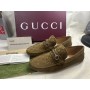 Gucci Men's driver with Horsebit in brown GG leather 