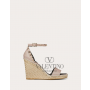 imitation valentino canada stores Double Rockstud Grainy Calfskin Wedge Sandal 95 Mm for Woman in Poudre