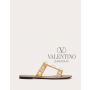 Real quality fake valentino canada Flat Roman Stud Calfskin Slide Sandal for Woman in Rose Cannelle