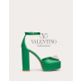 Buy fake valentino canada outlet One Stud Open-toe Satin Platform Pump With Stud And Crystals 120mm for Woman in Green/crystal