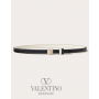 Knockoff valentino Ottawa One Stud Reversible Shiny Calfskin Belt 12mm for Woman in Light Ivory/black
