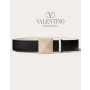 Real quality fake valentino canada One Stud Reversible Shiny Calfskin Belt 40mm for Woman in Black/light Ivory