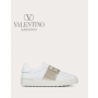 Cheap valentino canada stores Open Sneaker With Metallic Stripe for Woman in White/platinium