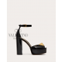 replicas valentino canada Open Toe Pump With One Stud Platform In Patent Leather 120 Mm for Woman in Black