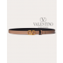 Fake Valentino toronto Reversible Vlogo Signature Belt In Glossy Calfskin 20 Mm for Woman in Smokey Beige/black