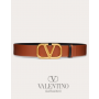 Discount valentino canada locations Reversible Vlogo Signature Belt In Glossy Calfskin 40 Mm for Woman in Saddle Brown/black
