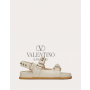 Real quality fake valentino canada Rockstud Flat Sandal In Nappa Leather for Woman in Light Ivory