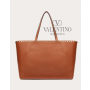 Cheap valentino canada stores Rockstud Grainy Calfskin Tote Bag for Woman in Saddle Brown