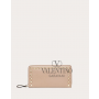 Real quality fake valentino canada Rockstud Grainy Calfskin Zippered Wallet for Woman in Poudre
