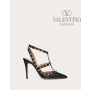 Replica valentino yorkdale toronto Rockstud Grainy Leather Ankle Strap Pump 100 Mm for Woman in Black
