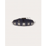 Shop replica valentino canada yorkdale Rockstud Leather Bracelet With Ruthenium Studs for Man in Marine